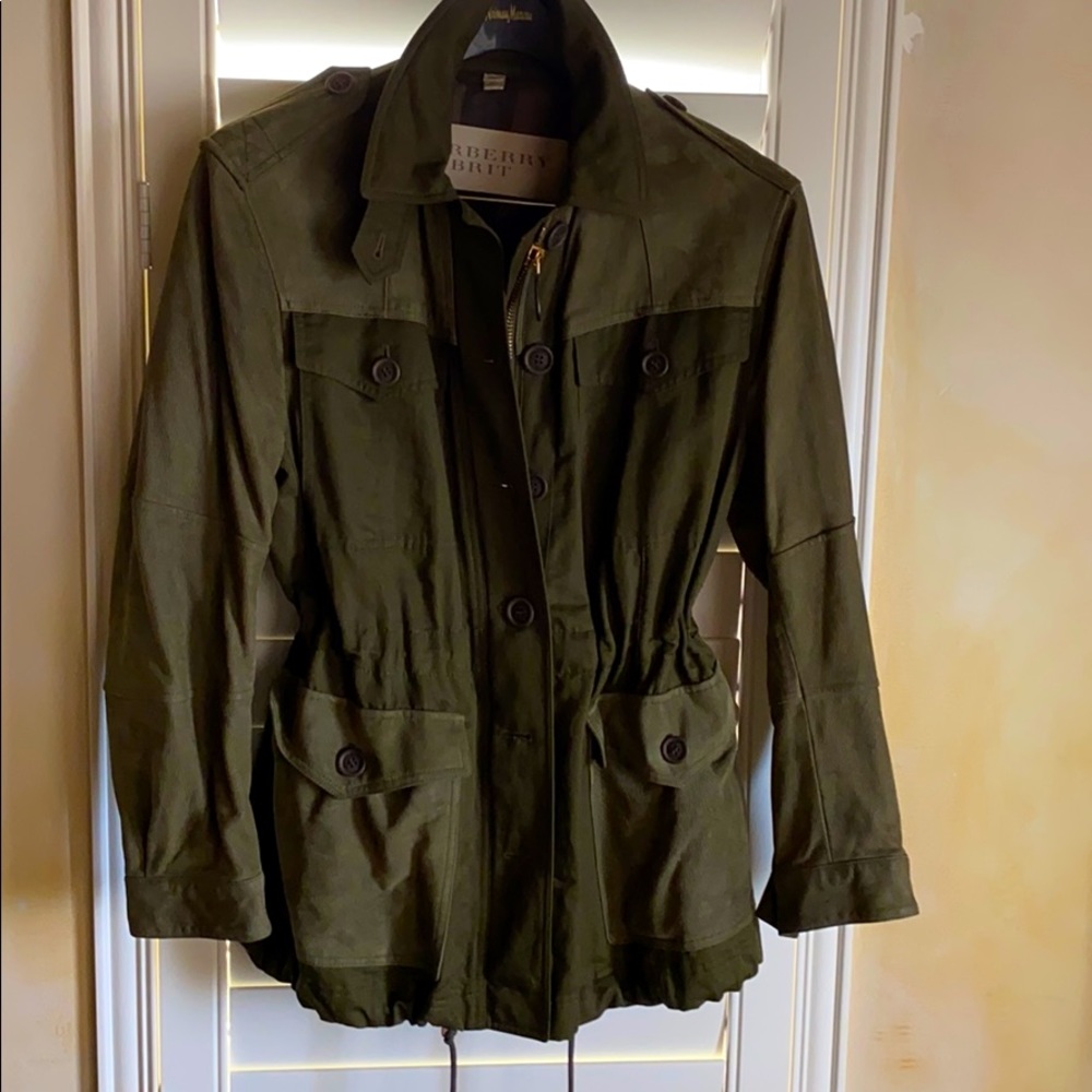 Burberry Brit canvas & suede safari jacket size 10
